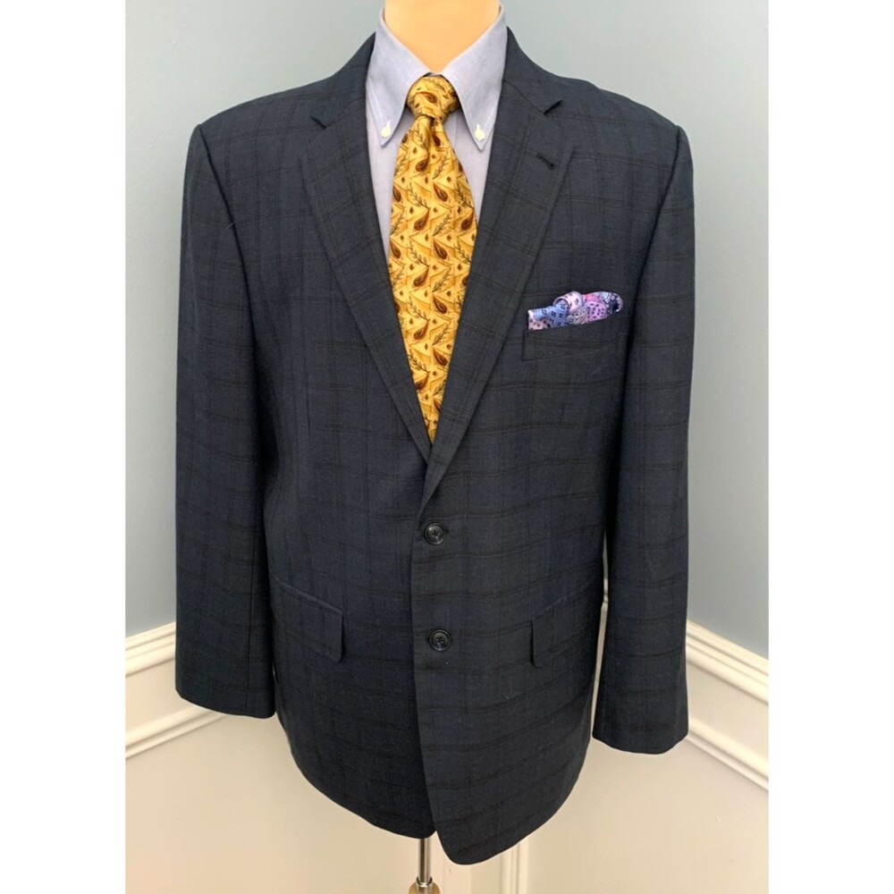 Welfit Custom Tailor Blazer Mens 42R Bespoke Wool Plaid Twill Jacket Sportcoat